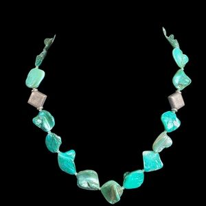 Vintage Teal Green Shell Beaded Necklace